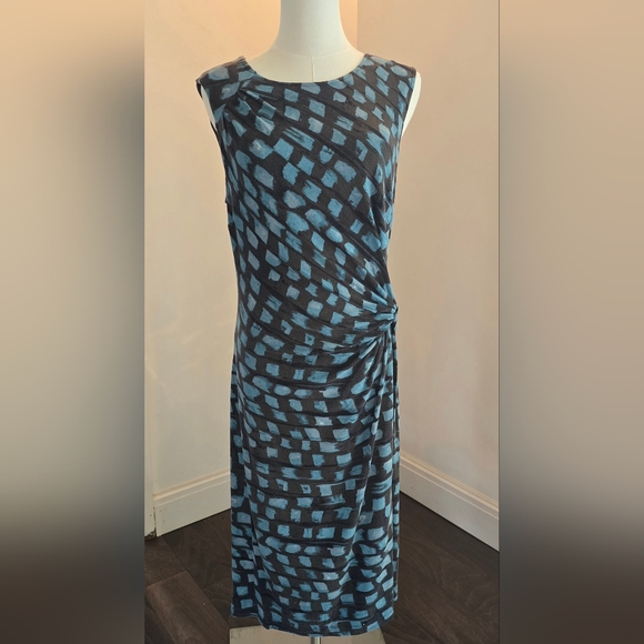 NIC+ZOE Dresses & Skirts - Nic + Zoe Vivid Twist Dress Blue-Green & Black Ruched Stretch Sleeveless Sz. M